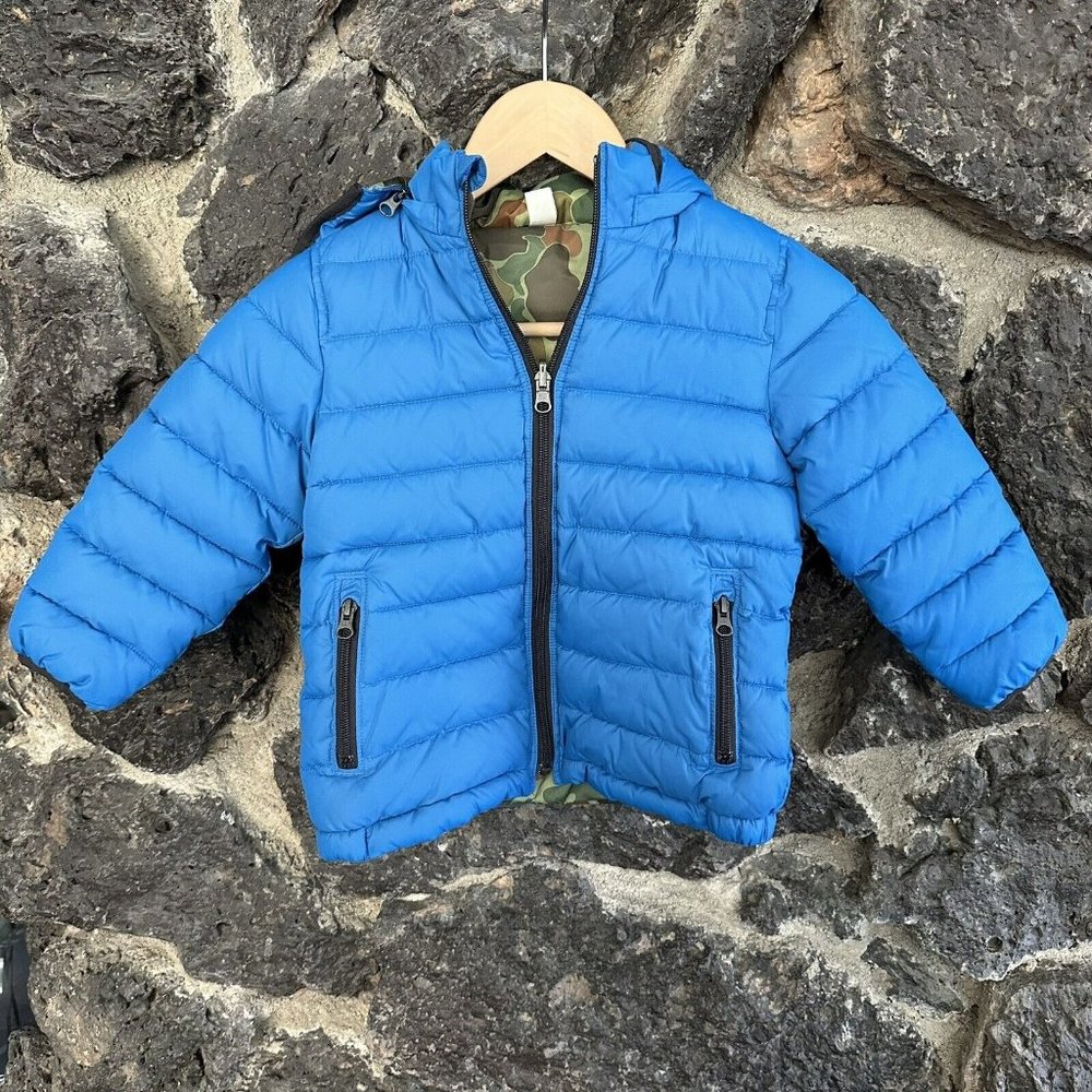 Baby Gap Reversible Puffer Jacket Blue/Camo Boys Size 4T